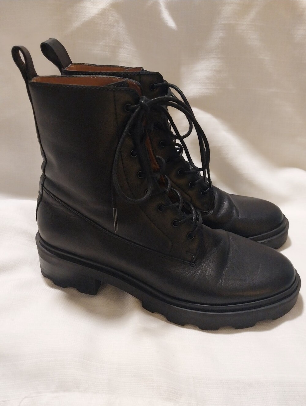 Madewell The Shelton Black Leather Lace Up Boot